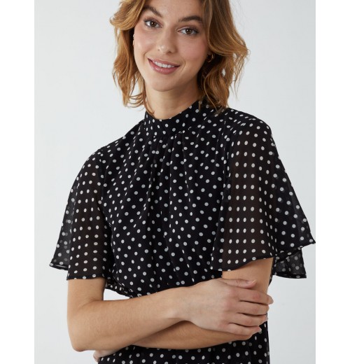 Blouson Wrap Skirt Ruffle Midi Dress Blouson Wrap Skirt Ruffle Midi Dress