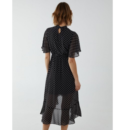 Blouson Wrap Skirt Ruffle Midi Dress Blouson Wrap Skirt Ruffle Midi Dress