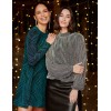 Stripe Glittery Long Sleeve Shift Mini Dress Stripe Glittery Long Sleeve Shift Mini Dress