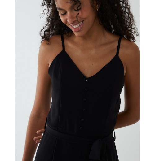 Button Front Strappy Jumpsuit Button Front Strappy Jumpsuit