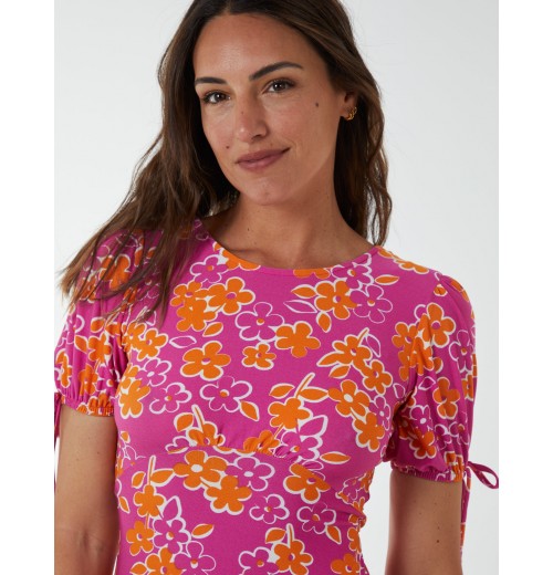 Crew Neck Midi Dress With Scrunchie Back Detail Crew Neck Midi Dress With Scrunchie Back Detail