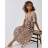 Wrap Front Pleated Hem Dress With Angel Sleeves Wrap Front Pleated Hem Dress With Angel Sleeves