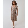 Wrap Front Pleated Hem Dress With Angel Sleeves Wrap Front Pleated Hem Dress With Angel Sleeves