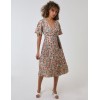 Wrap Front Pleated Hem Dress With Angel Sleeves Wrap Front Pleated Hem Dress With Angel Sleeves