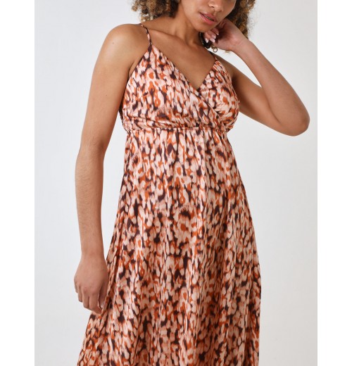 Strappy Wrap Over Midi Dress Strappy Wrap Over Midi Dress