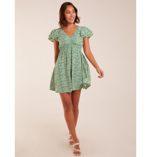 Double Ruffle Empire Shirred Mini Dress Double Ruffle Empire Shirred Mini Dress