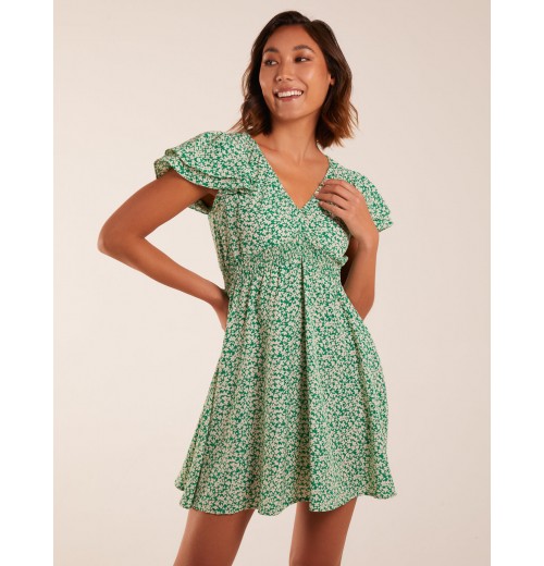 Double Ruffle Empire Shirred Mini Dress Double Ruffle Empire Shirred Mini Dress