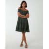 Bardot Shirred Neck Line Floaty Dress Bardot Shirred Neck Line Floaty Dress