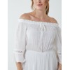 Off Shoulder Elasticated Lace Insert Midi Dress Off Shoulder Elasticated Lace Insert Midi Dress
