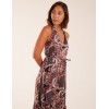 V Front Sleeveless Paisley Midi Dress With Detailed Straps V Front Sleeveless Paisley Midi Dress With Detailed Straps