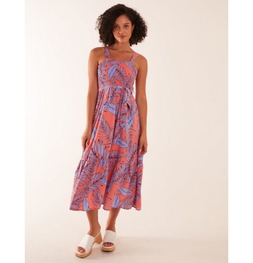 Sheared Bust Midi Dress With Straps Sheared Bust Midi Dress With Straps