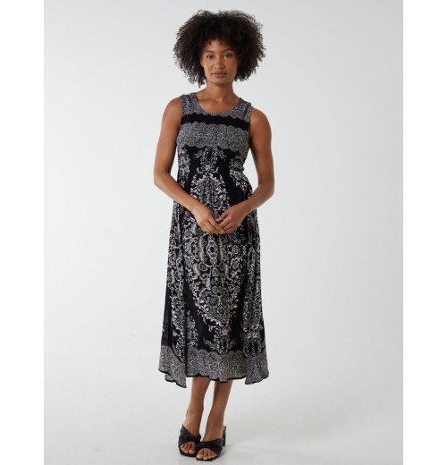 Shirred Print Midi Dress Shirred Print Midi Dress