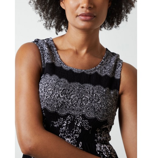 Shirred Print Midi Dress Shirred Print Midi Dress