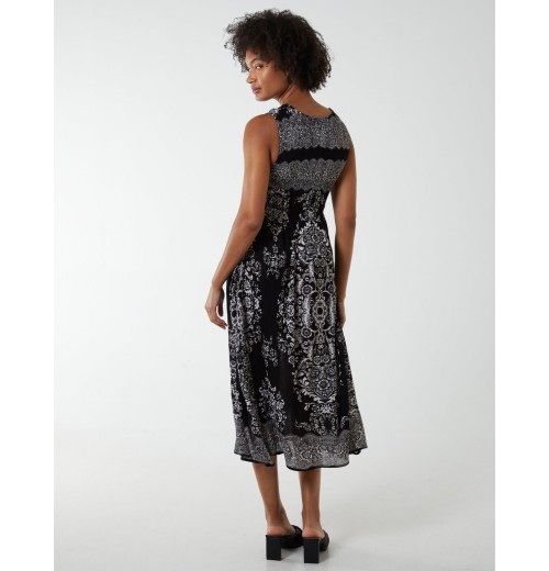 Shirred Print Midi Dress Shirred Print Midi Dress