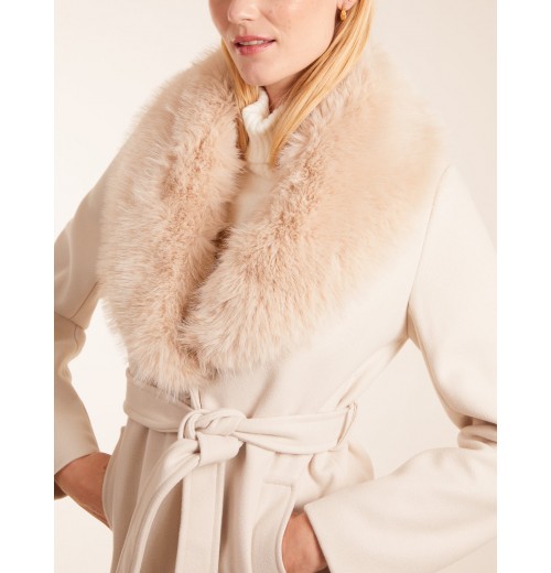 Faux Fur Collared Belted Coat Faux Fur Collared Belted Coat
