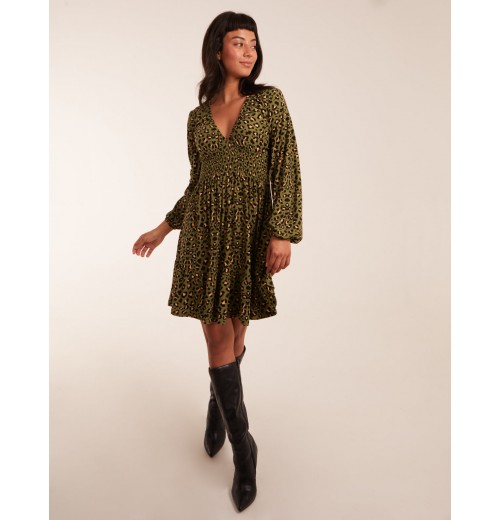 Shirring Elastic Sleeve Tier Mini Dress Shirring Elastic Sleeve Tier Mini Dress