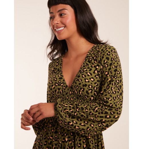Shirring Elastic Sleeve Tier Mini Dress Shirring Elastic Sleeve Tier Mini Dress