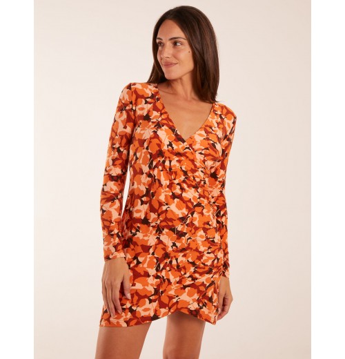 Fixed Wrap Gathered Mini Dress Fixed Wrap Gathered Mini Dress