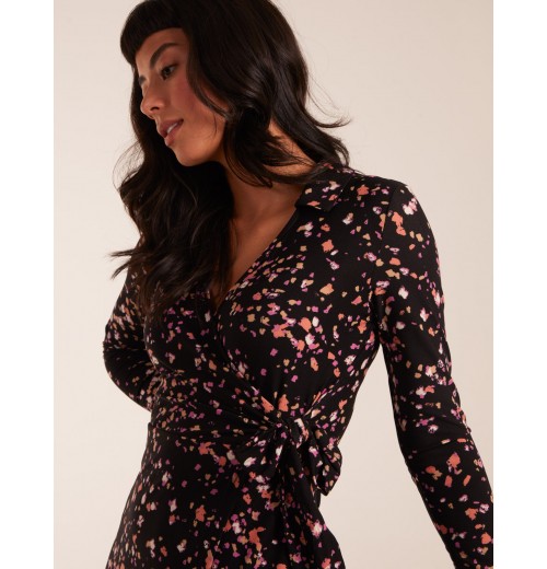 Tie Side Long Sleeve Wrap Dress Tie Side Long Sleeve Wrap Dress