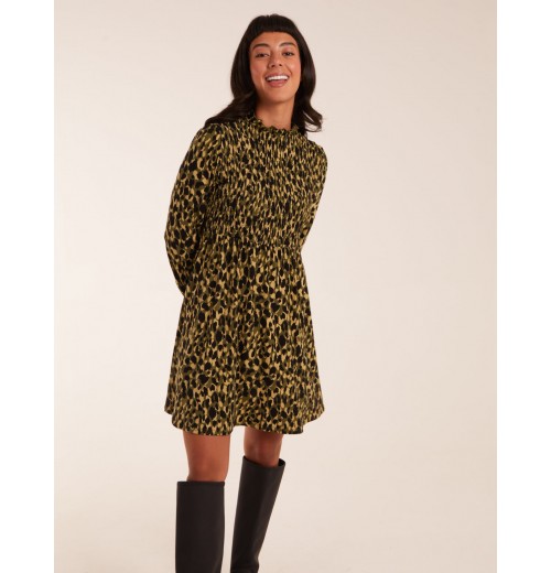 Shirred Trapeze Frill Neck And Sleeve Mini Dress Shirred Trapeze Frill Neck And Sleeve Mini Dress