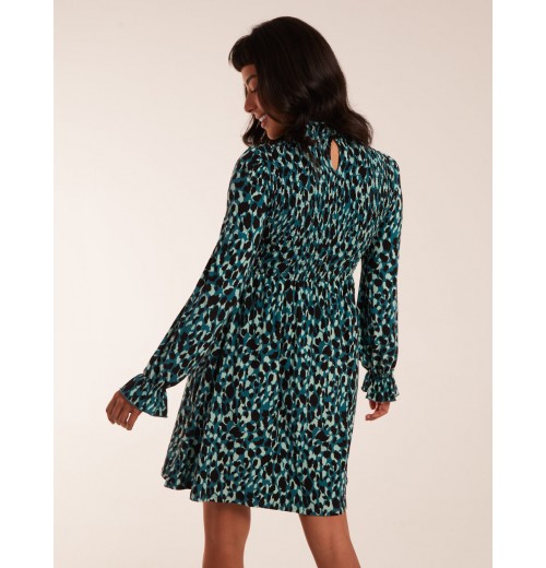 Shirred Trapeze Frill Neck And Sleeve Mini Dress Shirred Trapeze Frill Neck And Sleeve Mini Dress