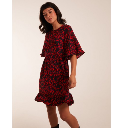 Floral Frill Hem Swing Mini Dress Floral Frill Hem Swing Mini Dress