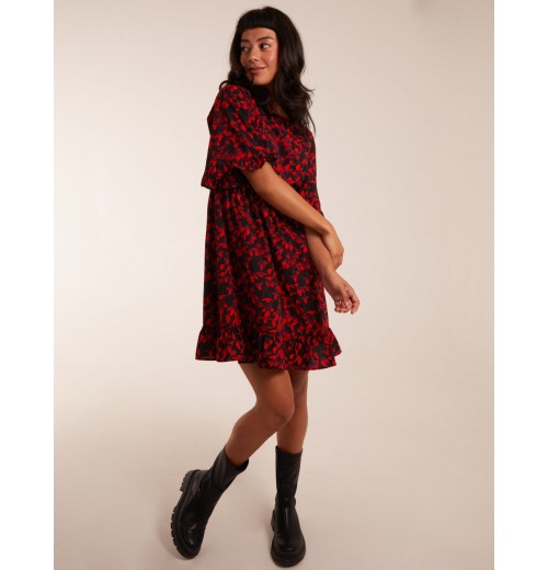 Floral Frill Hem Swing Mini Dress Floral Frill Hem Swing Mini Dress