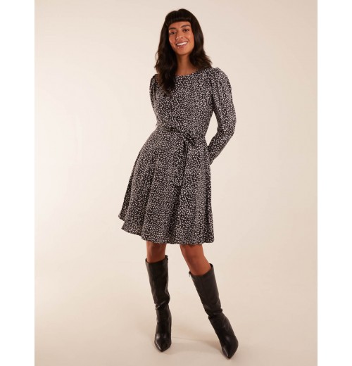 Leopard Print Round Neck Skater Mini Dress Leopard Print Round Neck Skater Mini Dress