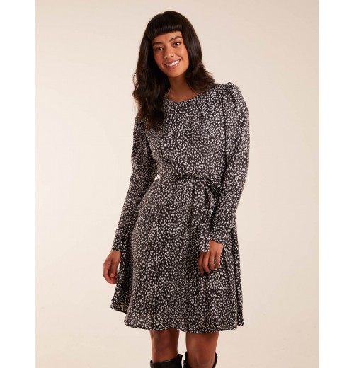 Leopard Print Round Neck Skater Mini Dress Leopard Print Round Neck Skater Mini Dress