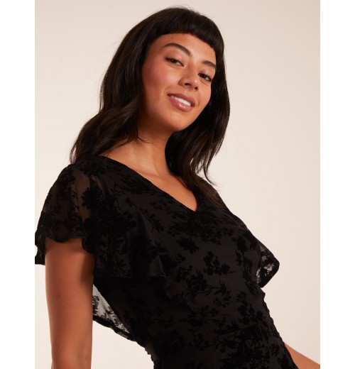 Flocked Floral Dress Flocked Floral Dress