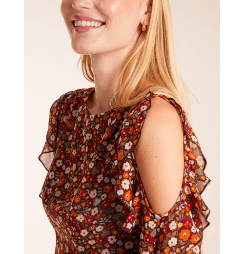 Cold Shoulder Frill Midi Dress Cold Shoulder Frill Midi Dress