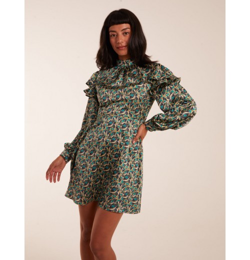 Ruffle Sleeve High Neck Swing Dress Ruffle Sleeve High Neck Swing Dress