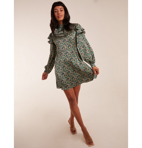 Ruffle Sleeve High Neck Swing Dress Ruffle Sleeve High Neck Swing Dress