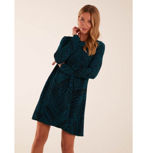 Stripe Glittery Long Sleeve Shift Mini Dress Stripe Glittery Long Sleeve Shift Mini Dress