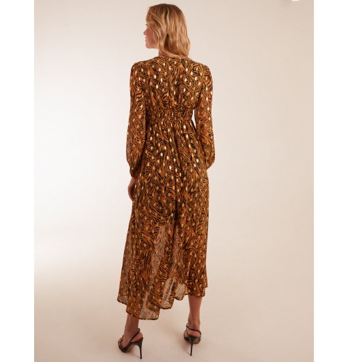 Shirred Waist Animal And Foil Print Maxi Dress Shirred Waist Animal And Foil Print Maxi Dress