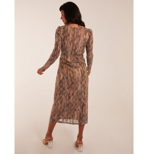 Snake Print Plisse Twist Front Dress Snake Print Plisse Twist Front Dress