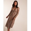 Snake Print Plisse Twist Front Dress Snake Print Plisse Twist Front Dress