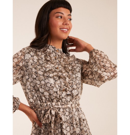 Ruffle Front Belted Dress Ruffle Front Belted Dress