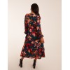 Floral V Neck Button Down Frill Hem Dress Floral V Neck Button Down Frill Hem Dress