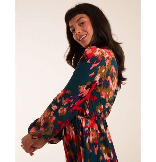 Floral V Neck Button Down Frill Hem Dress Floral V Neck Button Down Frill Hem Dress