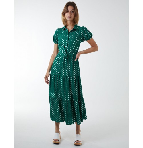 Collared Polkadot Maxi Dress Collared Polkadot Maxi Dress