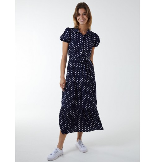 Collared Polkadot Maxi Dress Collared Polkadot Maxi Dress