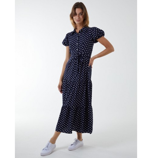 Collared Polkadot Maxi Dress Collared Polkadot Maxi Dress