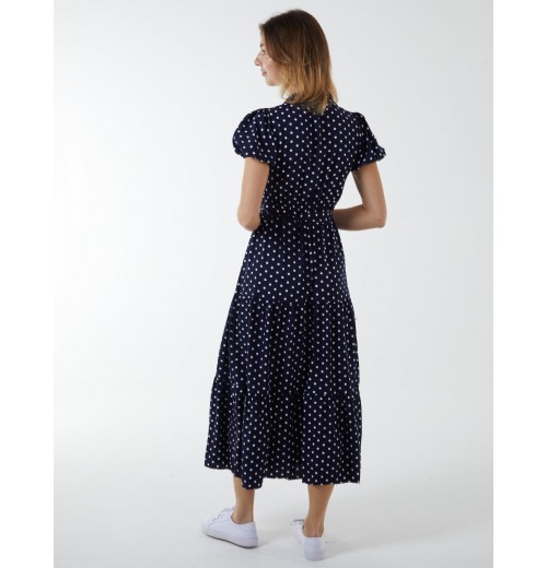Collared Polkadot Maxi Dress Collared Polkadot Maxi Dress