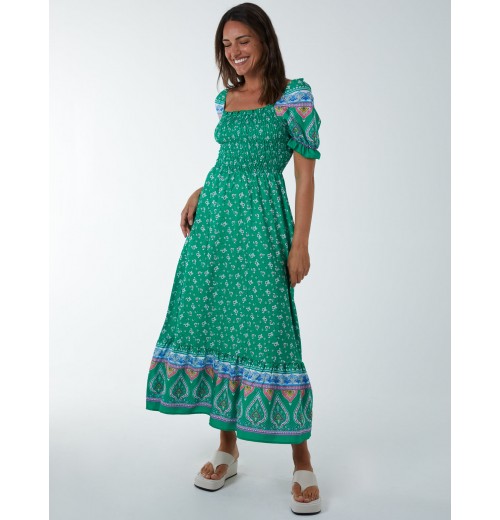 Shirred Floral Maxi Dress Shirred Floral Maxi Dress