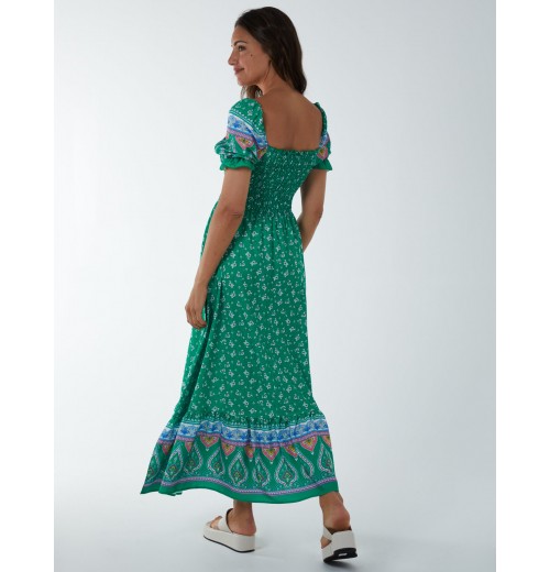 Shirred Floral Maxi Dress Shirred Floral Maxi Dress