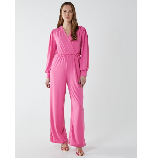 Elasticated Waist Crossover Long Sleeve Jumpsuit Elasticated Waist Crossover Long Sleeve Jumpsuit