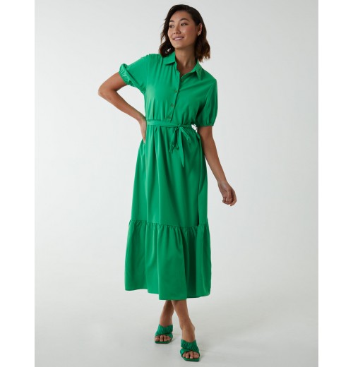 Belted Tiered Midi Dress Belted Tiered Midi Dress