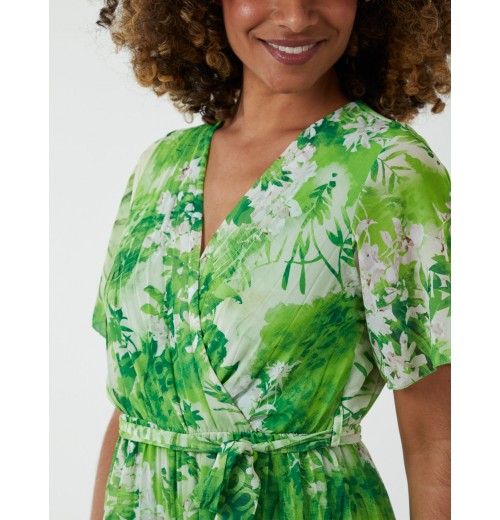 Pleated Wrap Tropical Jumpsuit Pleated Wrap Tropical Jumpsuit