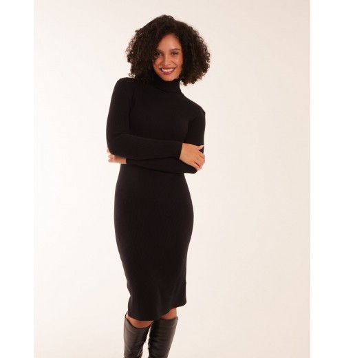 Ribbed Roll Neck Midi Dress Ribbed Roll Neck Midi Dress